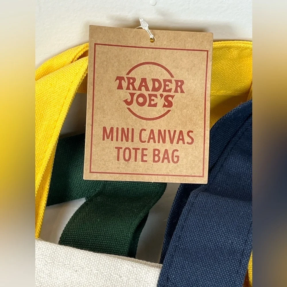 Trader Joe’s Winter 2025 Mini Canvas Tote Bags Set Of All Four Colors